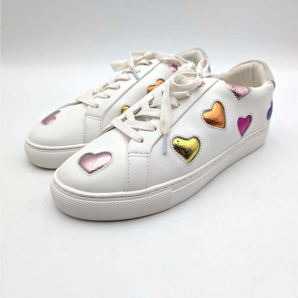 Kurt Geiger London Lane Love Heart Sneaker Shoes Women's White Size US8 EU39